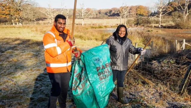 Volunteering outdoors at Bough Beech Education Centre