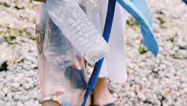 Single use plastic on the beach