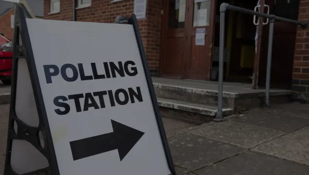 A polling station sign