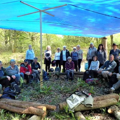 WAG volunteers and marden farmers sit for lunch after a long morning and reflect on the day's learnings