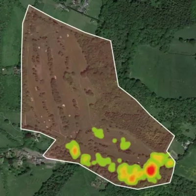 Heat map B showing cattle spread across the reserve at Heather Corrie Vale.