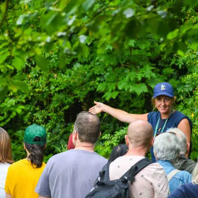 Kent Wildlife Trust's Nature Parks & Gardens Officer leads a tour of Tyland Barn