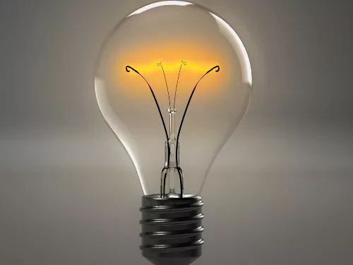 light bulb floating in air with a current running through it