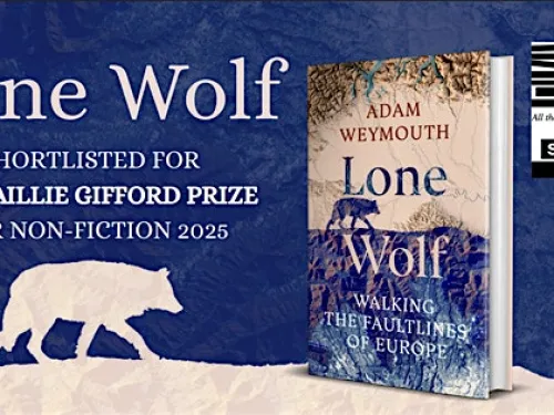 Promotional banner for the book 'Lone Wolf', including an image of the book cover.