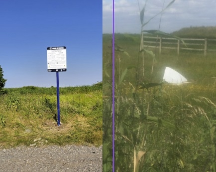 sign before and after damage